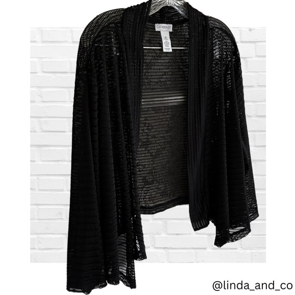 Catherines Sweaters - Catherines 3X Black Mesh Lacy Cropped Cardigan Top Whimsygoth Fairy Grunge Layer